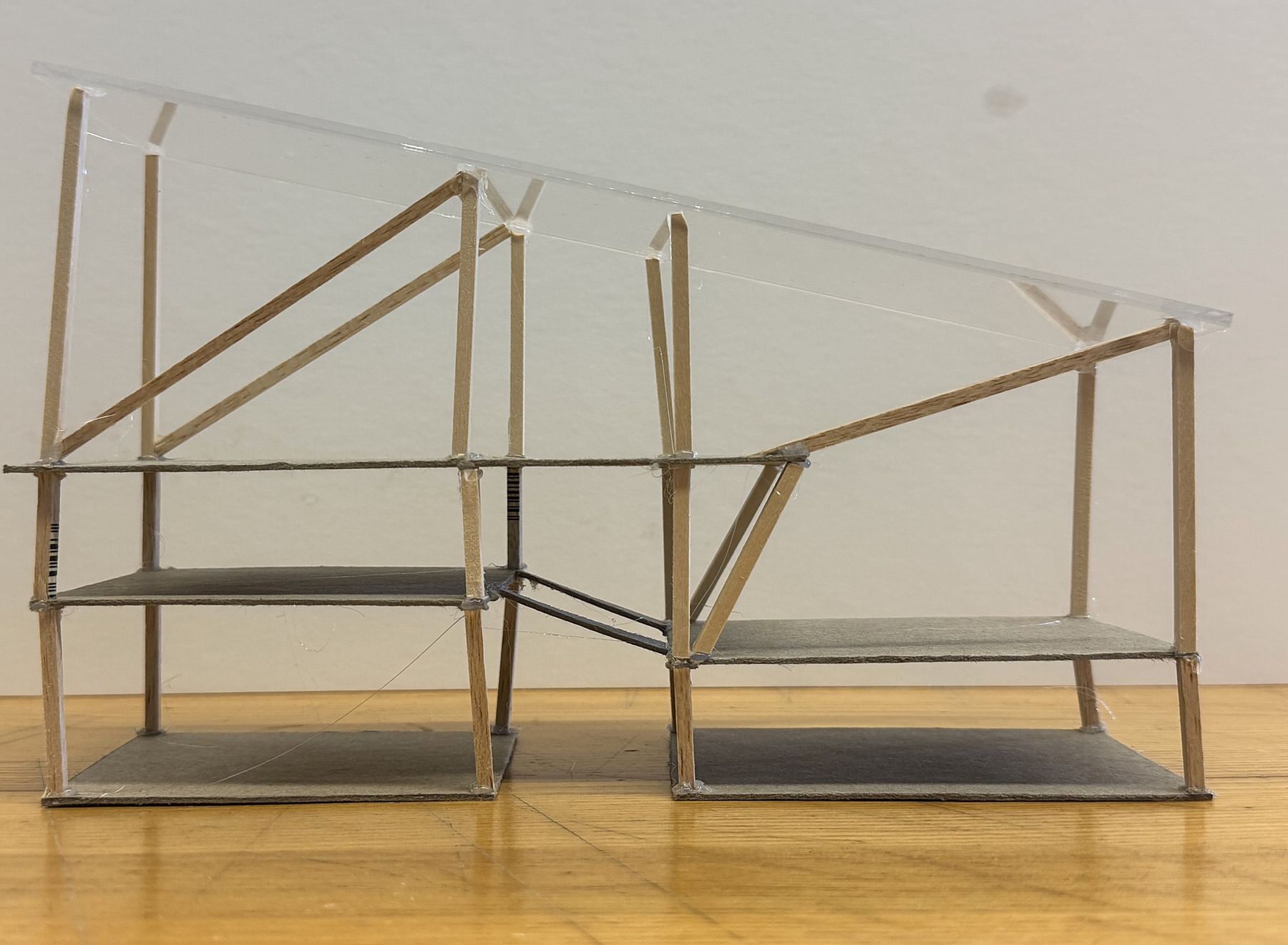 Physical study model of a folded-truss structure